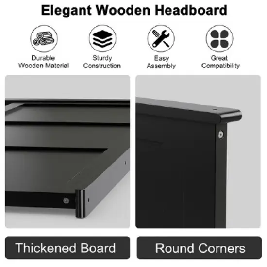 Costway Full Wood Headboard Flat Panel Pre-drilled Holes Height Adjustment image {5}