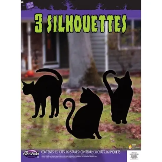 Funworld Black Cat Silhouettes Halloween Yard D&eacute;cor | 3-Pack image {2}