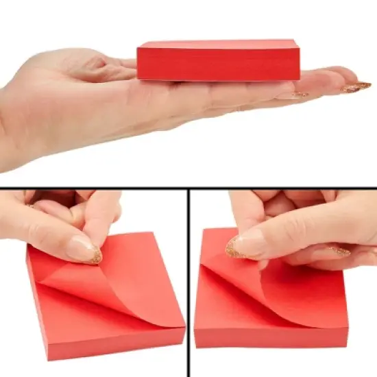 Juvale 8 Pack Bright Red Sticky Notes with 100 Sheets Per Pad for Daily Memos, Lists, Office Supplies, 3 x 3 In image {3}