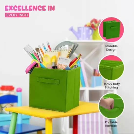 4E's Novelty 6 Packs 11 Inch Rainbow Color Storage Foldable Cube Bins, Colorful Storage Baskets image {1}