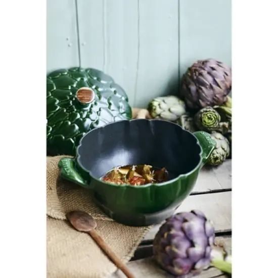 Staub Cast Iron 3-qt Artichoke Cocotte - Basil image {6}