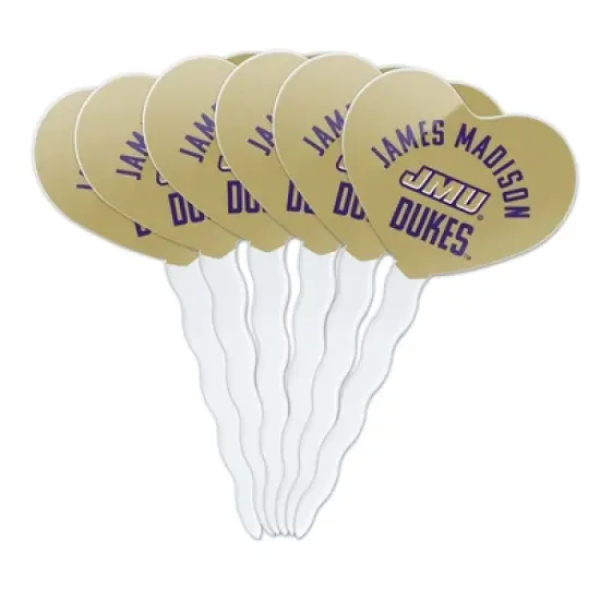 James Madison University Dukes Heart Love Cupcake Picks Toppers Decoration Set of 6 image {7}
