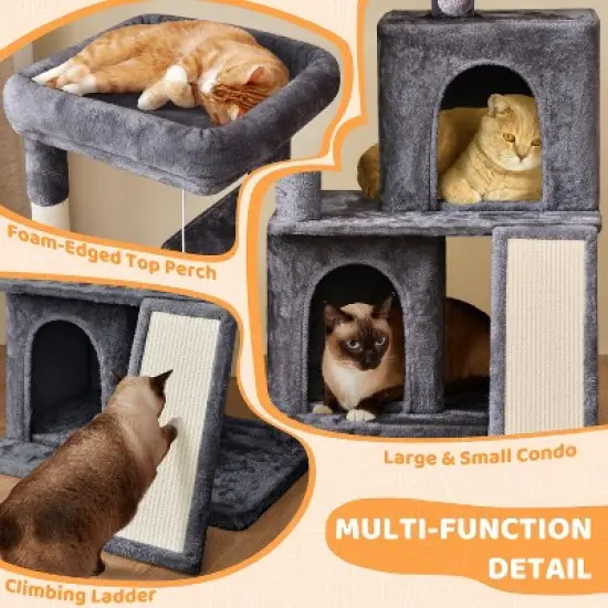Yaheetech 42"H Cat Tree House with 2 Condos for Small Cats Kittens image {3}