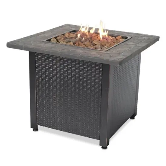 Endless Summer 30 Inch Square 30,000 BTU LP Gas Outdoor Fire Pit Table with Resin Mantel and Protective Cover image {6}