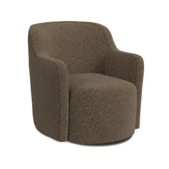 HomePop Upholstered Swivel Accent Chair Dark Brown Boucle: Polyester Fabric, Plywood Frame, No Assembly Required image {1}