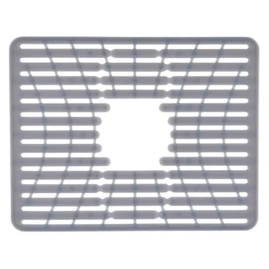 OXO 16.3" x 12.8" Silicone Sink Mat Gray: Kitchen Sink Protector & Dish Drying Rack image {1}