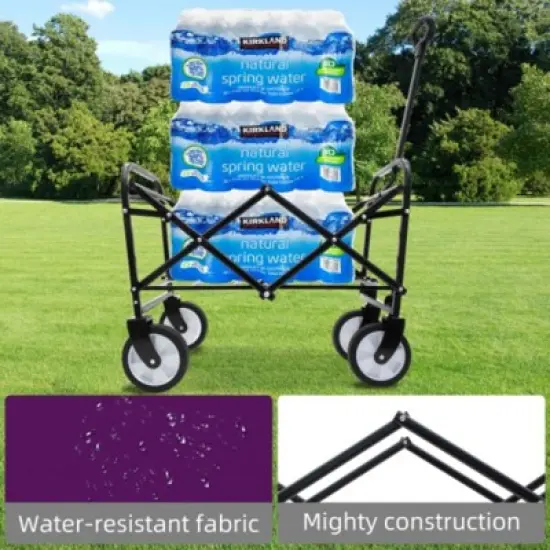 FURNIinspire Outdoor Serving Carts Rolling Cart Wagon Carts Foldable Utility Cart, Beach Cart For Picnic Outdoors， Purple, 25.98"*17.32"*37.4" image {3}