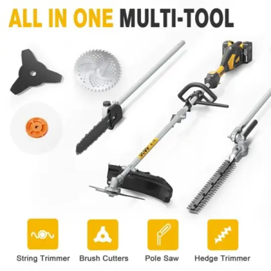 SUGIFT 4-in-1 Cordless Hedge Trimmer & Pole Saw with Dual Batteries image {5}