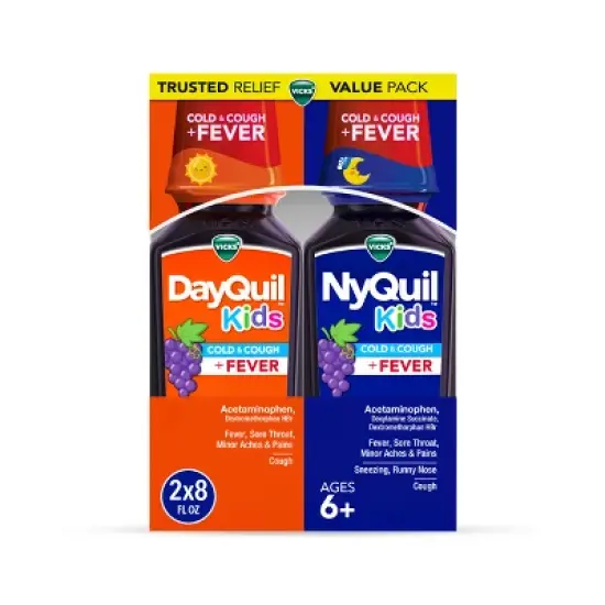 Vicks Kids' Combo Cold & Cough + Fever Syrup - Acetaminophen - Grape - 16 fl oz image {12}