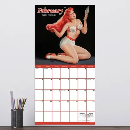 TF Publishing 13.5"x14.5" 2026 Pin-Ups Wall Calendar image {2}