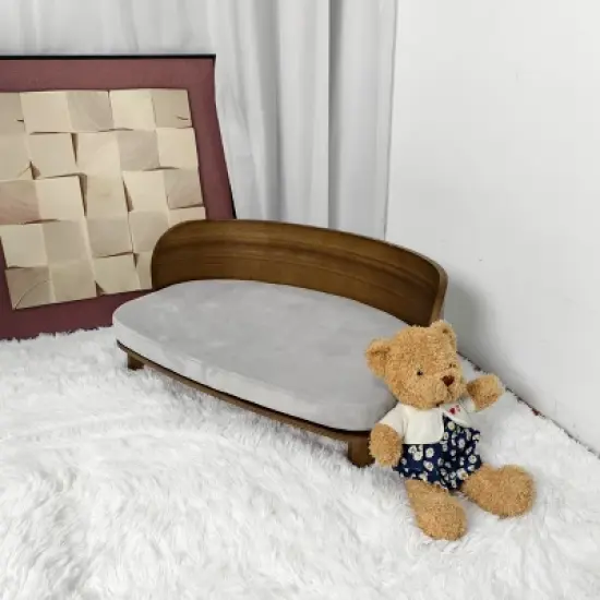 Large Elevated Pet Sofa Bed Kitten Puppy Wooden Couch Bed with Comfort Cushion,Sturdy Wood Leg, Waterproof, Stain-Resistant image {11}