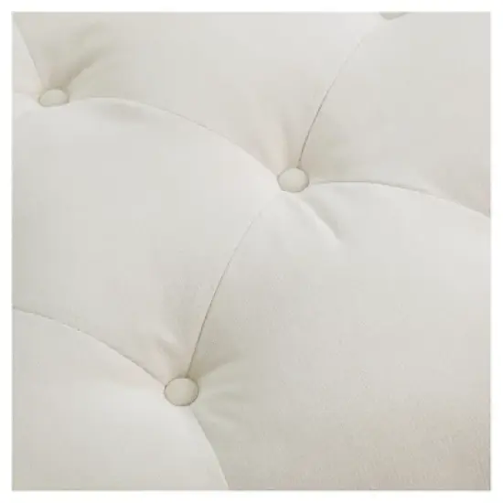 Jeremy Tufted Ottoman Cr&egrave;me Velvet - Christopher Knight Home: Upholstered Footrest, Hardwood Frame, 200lb Capacity image {1}