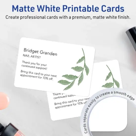 Avery Printable Cards with Rounded Corners, 3" x 5", Matte White, 30ct image {1}