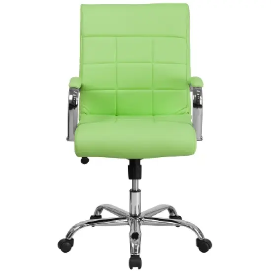 Flash Furniture Mid-Back Vinyl Executive Swivel Office Chair with Chrome Base and Arms image {8}