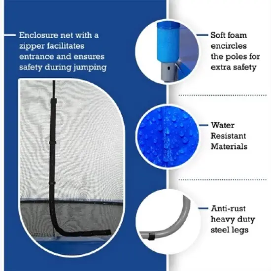 Skytric Round Trampoline Set with Premium Top-Ring Flex Frame Safety Enclosure System image {3}