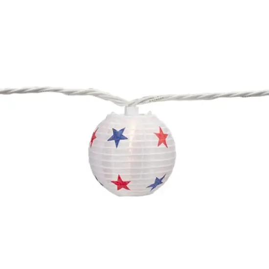 Northlight Patriotic Stars Paper Lantern Patio Light Set - 8.5' White Wire - 10ct image {5}