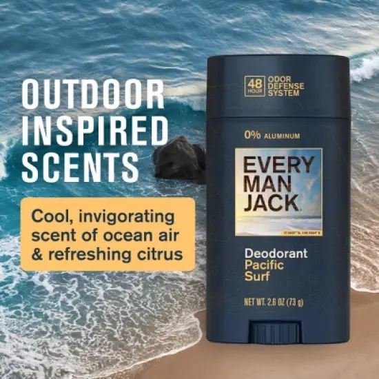 Every Man Jack 48-Hour Odor Defense Premium Deodorant - Pacific Surf - 2.6oz image {2}