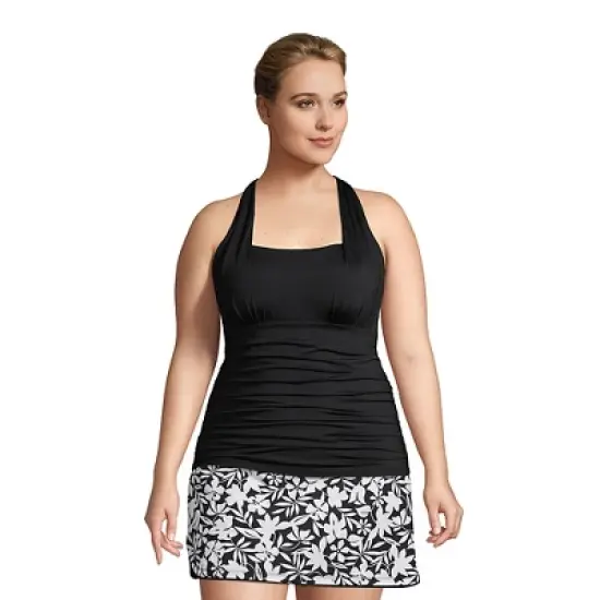 Lands' End Women's Chlorine Resistant Square Neck Halter Tankini Swimsuit Top image {2}