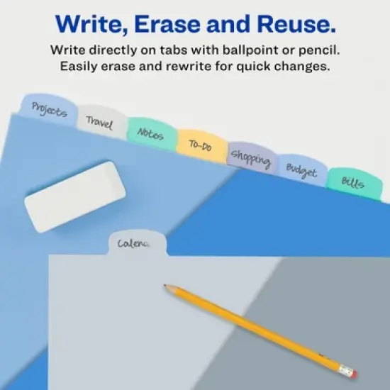 Avery&reg; Write & Erase Pocket Plastic Dividers, 8-Tab Set, Multicolor, 3 Sets image {2}