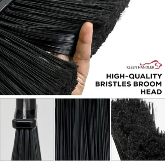 Bison Life 48.5" Dustpan and Broom Set for Home, Office, and Outdoor Use - Black- 1 Set image {10}