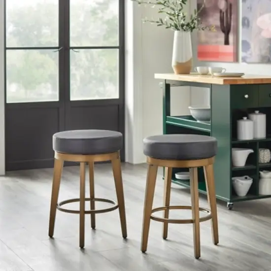 2pc Linden Swivel Counter Height Barstools - angelo:HOME image {1}