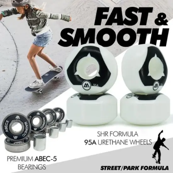 Magneto Skateboard | Maple Wood | ABEC 5 Bearings | Double Kick Concave Deck | For Beginners, Teens & Adults (Ice Cream) image {6}