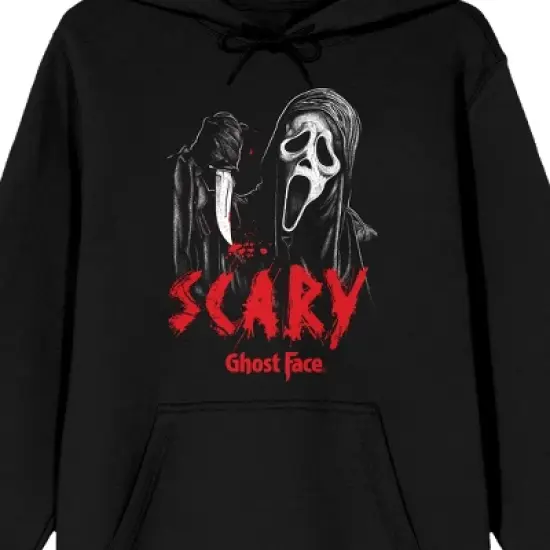 Ghostface Scary Long Sleeve Men's Black Hooded Sweatshirt image {1}