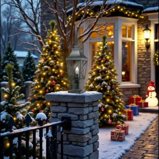 Gulches Outdoor Lamp Posts, 18-22" Vintage Black/Bronze Lanterns with Clear Glass, Waterproof for Garden, Patio, Pathway (1-2 Pack) image {1}