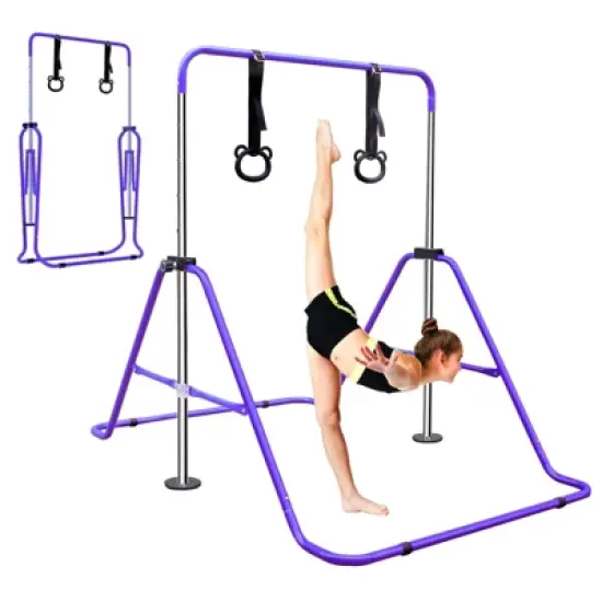 Gulches Purple Multi-Functional Adjustable Height Children's Horizontal Gymnastic Bar With Bear Rings image {9}