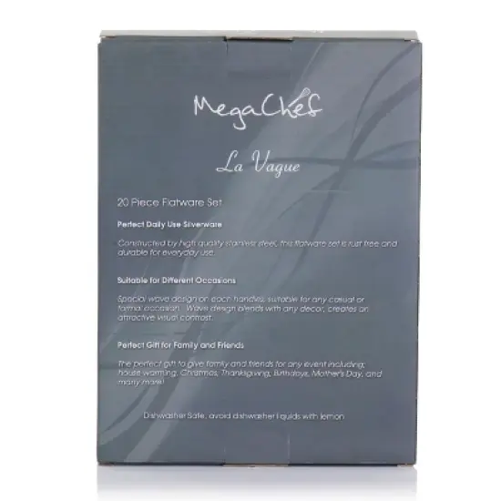 Megachef La Vague 20 Piece Flatware Utensil Set, Stainless Steel Silverware Metal Service for 4 in Matte Gold image {3}