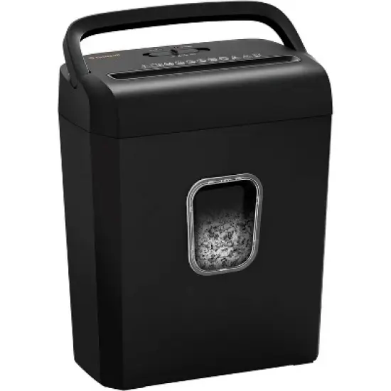 Bonsaii 6-Sheet Micro-Cut Shredder, High-Security for Home & Office, Shreds Credit Cards/Staples/Clips, Transparent Window Wastebasket image {9}