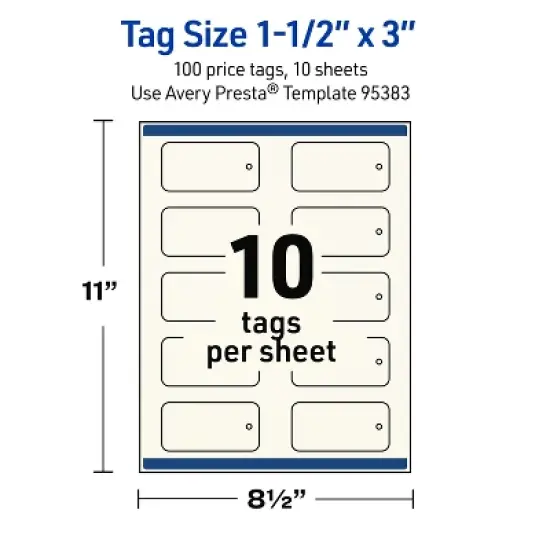 Avery Rounded Price Tags, 1-1/2" x 3", Matte Ivory, 100 Total image {4}