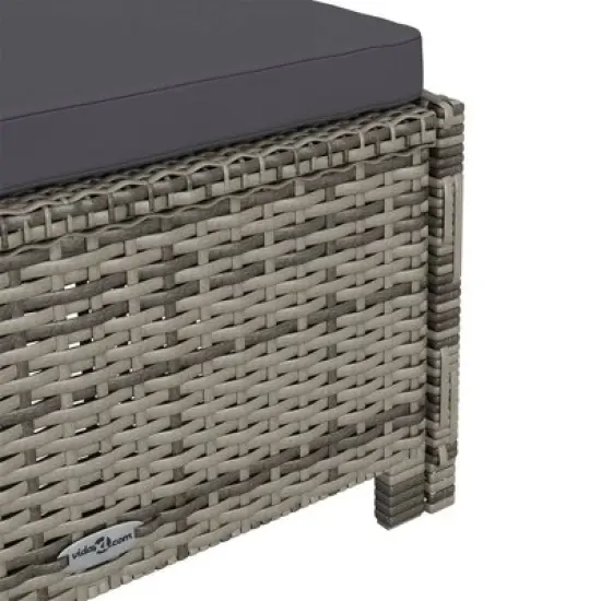 vidaXL Outdoor Sun Lounger with Adjustable Backrest and Slide Armrests - Poly Rattan Garden Furniture in Gray with Dark Gray Cushion image {7}