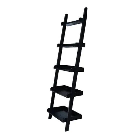 75.5" 5 Tier Solid Wood Leaning Bookshelf - International Concepts image {8}