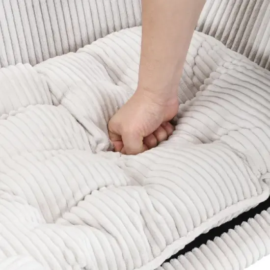 Gulches Beige Pet Bed - Elevated Corduroy Couch with Rubber Wood Legs for Small Dogs image {12}