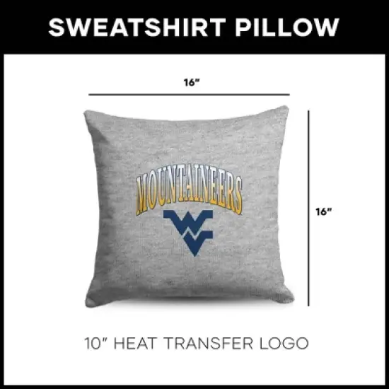 NCAA West Virginia Mountaineers 16" Heather Gray Sweatshirt Pillow image {4}