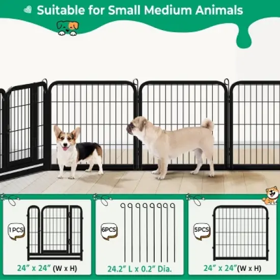 Yaheetech 6 Panels Dog Playpen Panels Metal Pet Playpen, Black image {4}