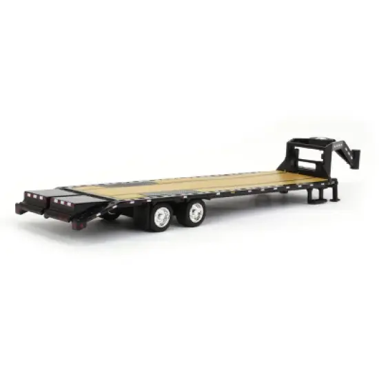 Greenlight Collectibles 1/64 Gooseneck Trailer Black with Red and White Conspicuity Stripes 30390 image {2}
