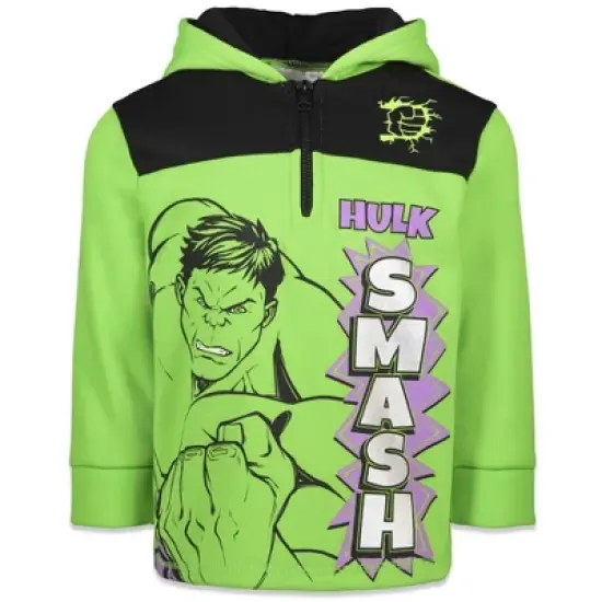 Marvel Spider-Man Captain America Hulk Black Panther Miles Morales Venom Iron Man Half Zip Hoodie Toddler to Little Kid image {10}