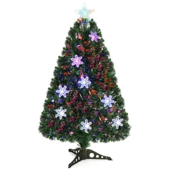Costway 3FT Pre-Lit Fiber Optic Artificial Christmas Tree with Multicolor Led Lights image {1}
