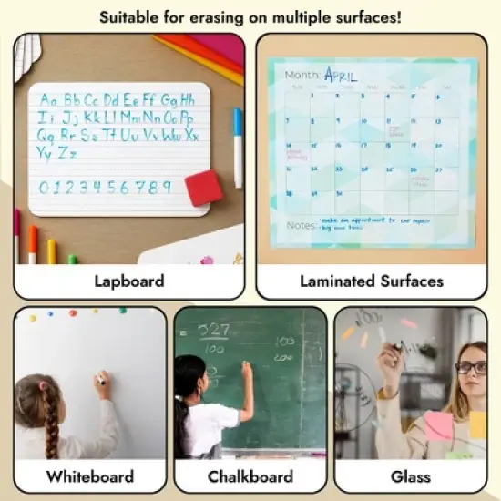 Juvale 24 Pack Magnetic Mini Dry Erase Erasers for Classroom, Whiteboard 4 Colors, 1.96 x .74 In image {5}