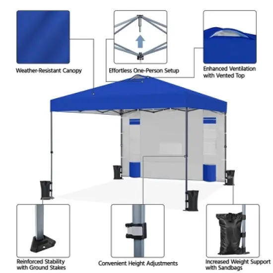 Yaheetech 8x8 Ft Pop-up Canopy with 9 Storage Pockets and Sandbags image {3}