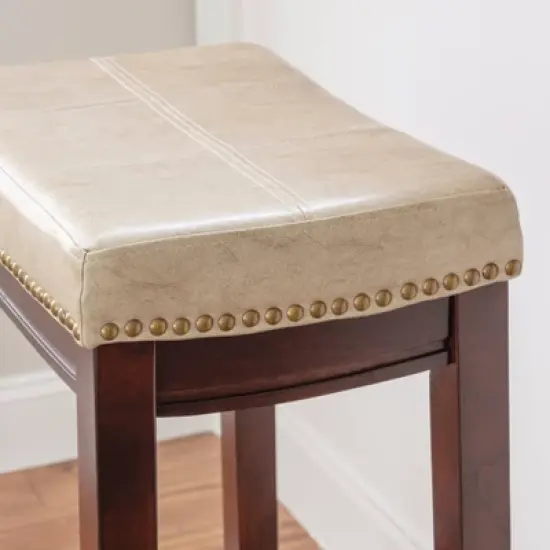 Padded Saddle Seat Barstool Hardwood - Linon image {6}