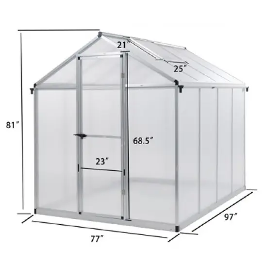 AOODOR Walk-in Greenhouse Polycarbonate Panel Hobby GreenhousesGarden image {8}