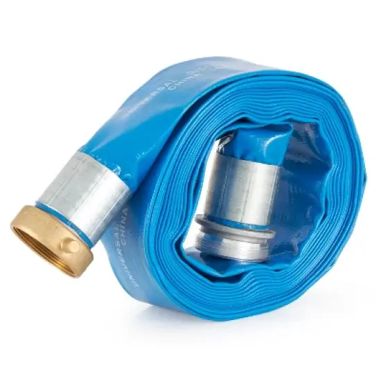 Apache 98138040 2 Inch Diameter 25 Foot Length 70 PSI Polyester-Reinforced PVC Lay Flat Pool Sump Pump Hose with Aluminum Pin-Lug Connections, Blue image {5}