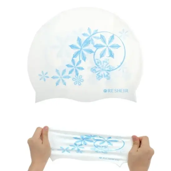 Unique Bargains Silicone Waterproof Floral Pattern Swim Cap 1 Pc image {4}
