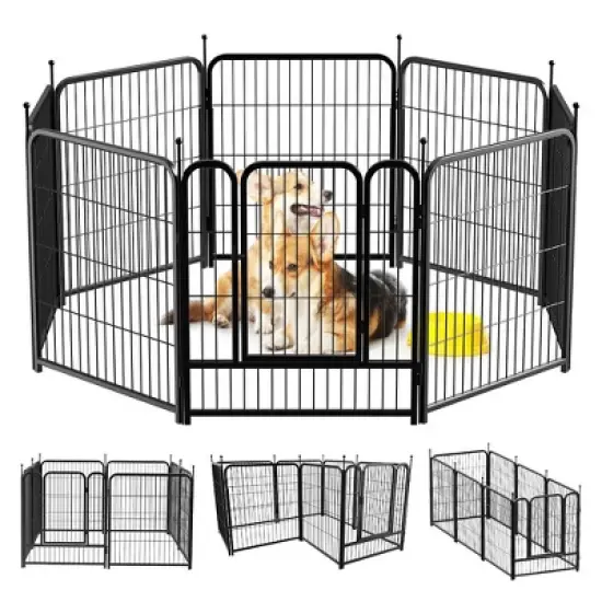 GOTGELIF 8 Panels 32" Height Dog Playpen Heavy Duty Pet Fence Indoor Outdoor image {9}