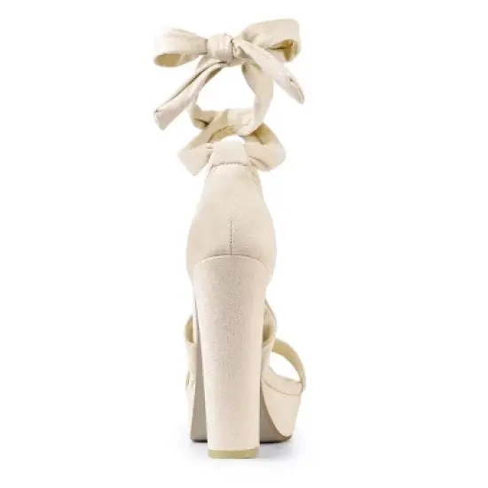 Allegra K Women's Lace Up Platform Block Heel Sandals image {3}