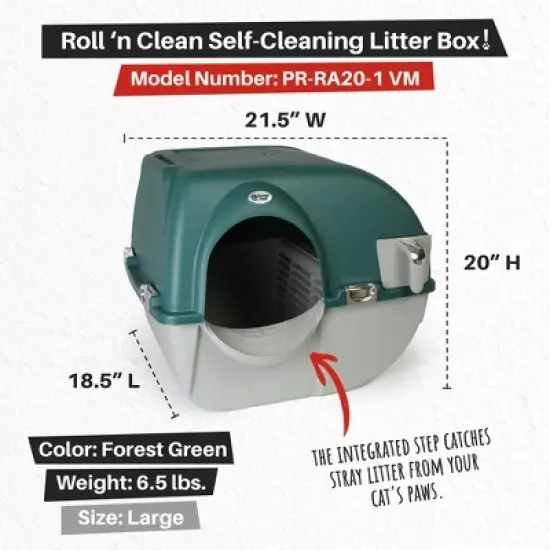 Omega Paw Roll 'n Clean Plastic Indoor Outdoor Automatic Self Cleaning Litter Box image {1}