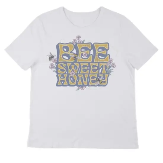 Bee Sweet Honey Crew Neck Short Sleeve Women's White T-shirt image {2}